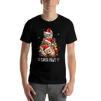 Santa Paw And Claw Santa Cat Christmas Tree Lights Cat Lover Men Women Kids  Heathered Texture T-Shirt