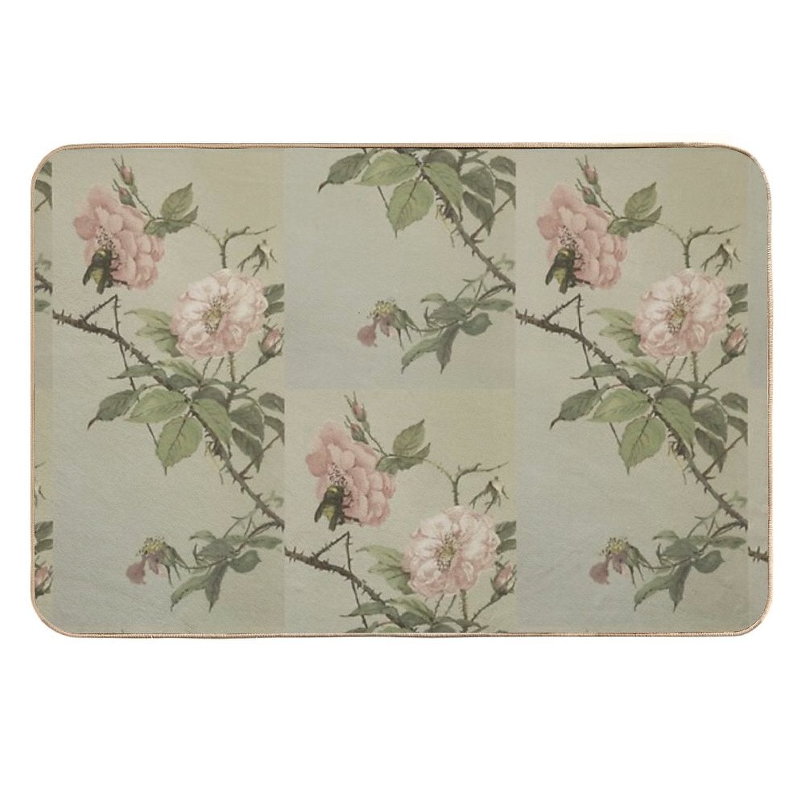 Vintage Bee And Flower  Easy To Clean Bath Mat