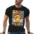 Groovy Bruh We Back To School Smile Face 1st Day of School  Breathable T-Shirt