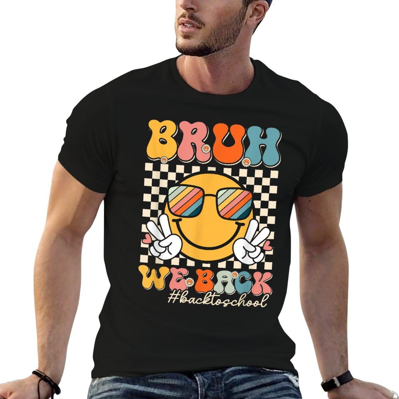 Groovy Bruh We Back To School Smile Face 1st Day of School  Breathable T-Shirt