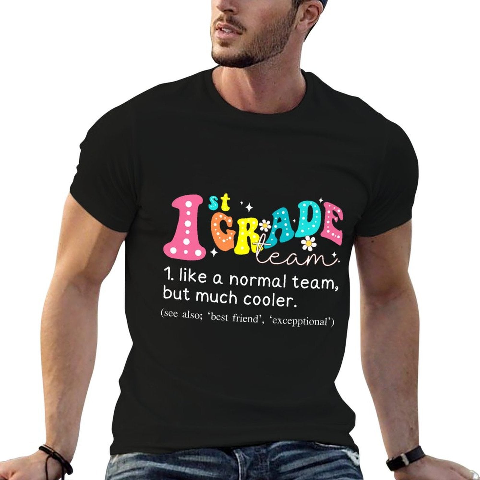 1st Grade Team Definition Groovy Teacher Back To School Premium  Stretchy T-Shirt