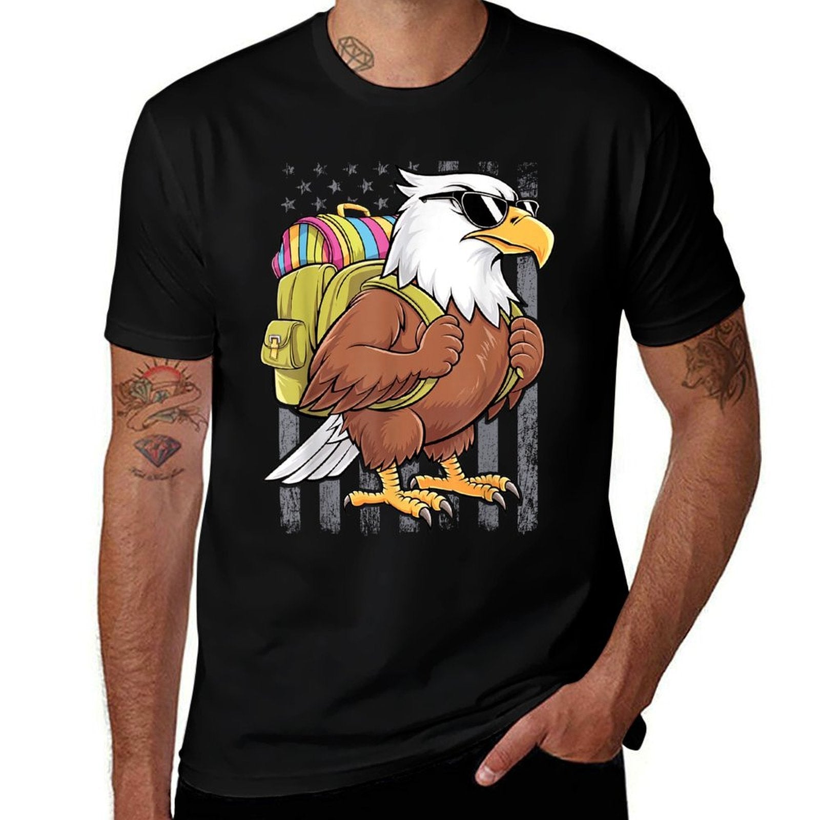 Funny Eagle First Day of School Teacher Back to School Eagle  Trendy Pattern T-Shirt