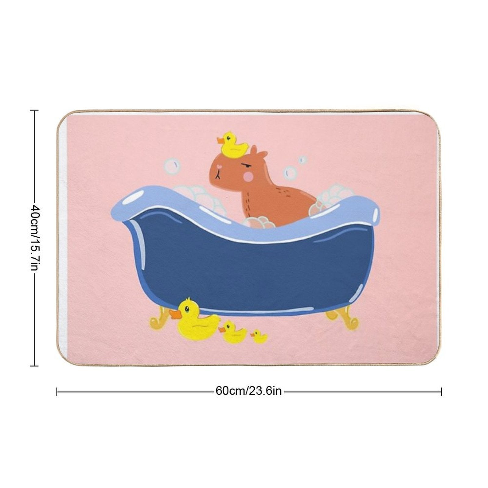 Capybara Taking A Bubble Bath with A Rubber Duck  Versatile Bath Mat