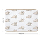Cute Fluffy Puppy – Hand-Drawn Kawaii Dog Illustration in Pastel Style  Toxin-Free Bath Mat