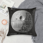 Death Star Blueprint Starship Fan Art Soft Style Accent Throw Pillow