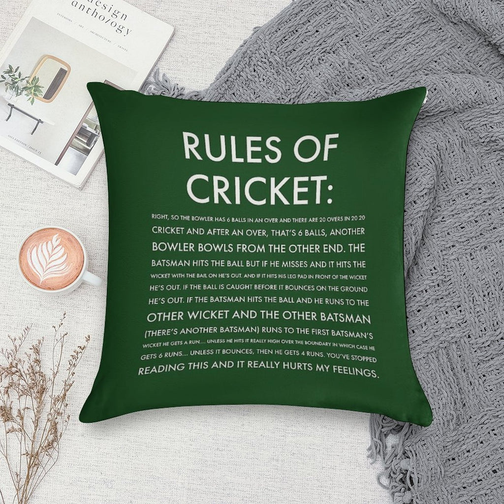 Rules of Cricket - Funny Soft Washable Throw Pillow