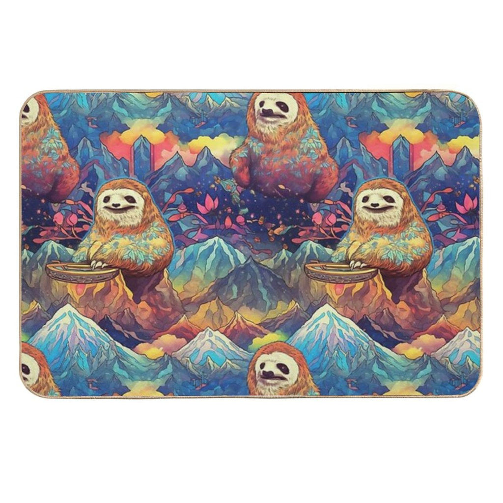 Happy Sloth Shaman - Sloth Nouveau Pattern  Long-Lasting Bath Mat