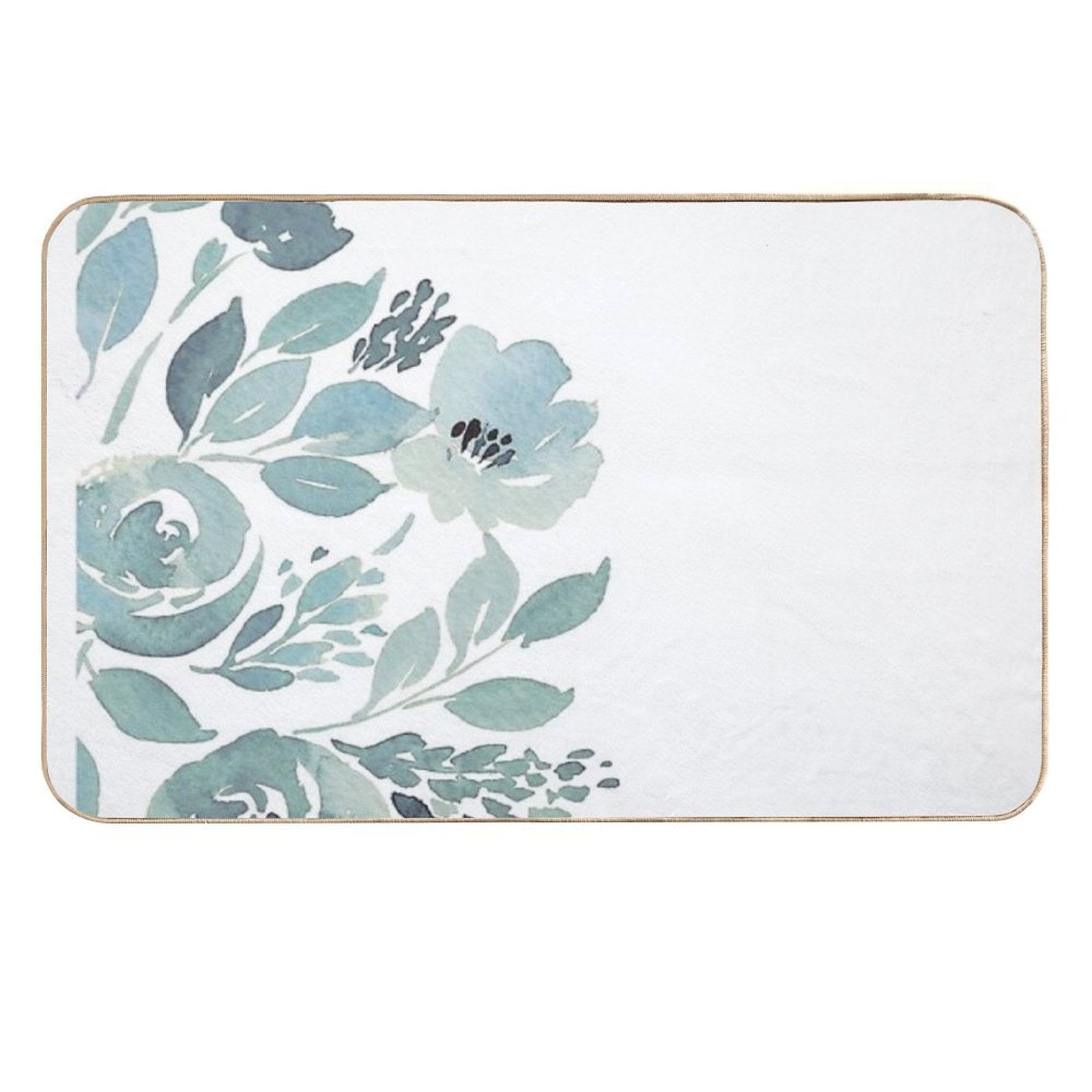 Pastel Green And White Rose Flower Watercolor Floral Bloom Spring Pattern  Multi-Purpose Bath Mat