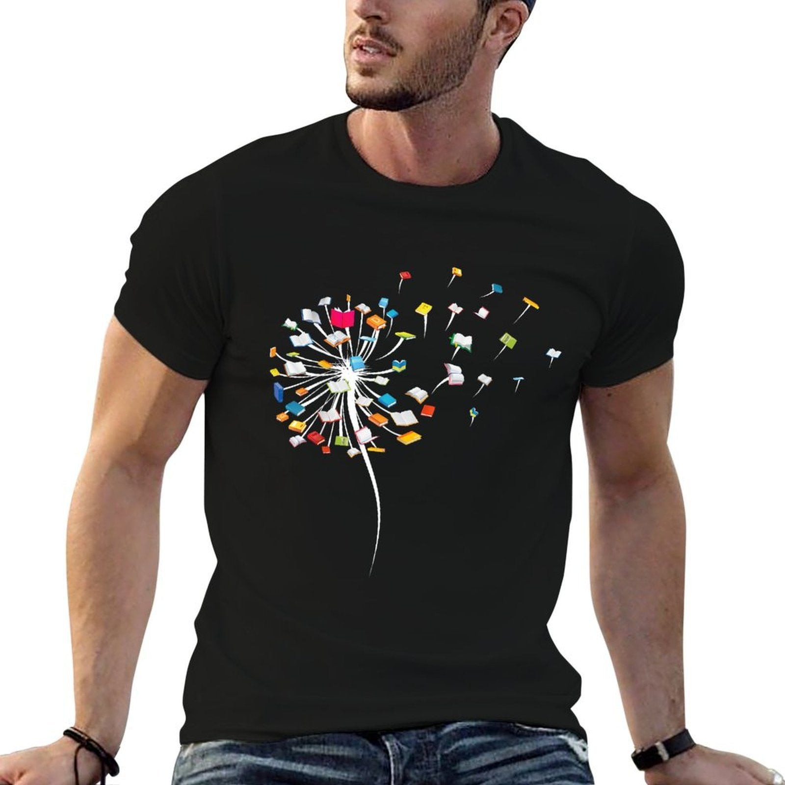 Funny Dandelion Books Gift For Reading Lover Women Girls  Graphic-printed T-Shirt