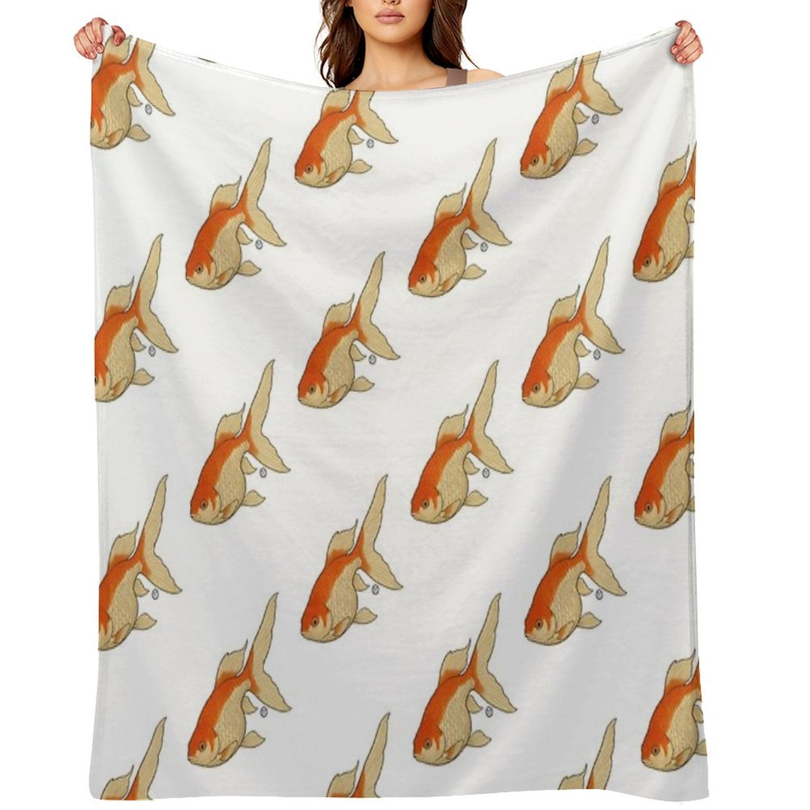 Mirrorscale Comet Goldfish - Vintage Japanese Style Kingyo Compact Throw Blanket