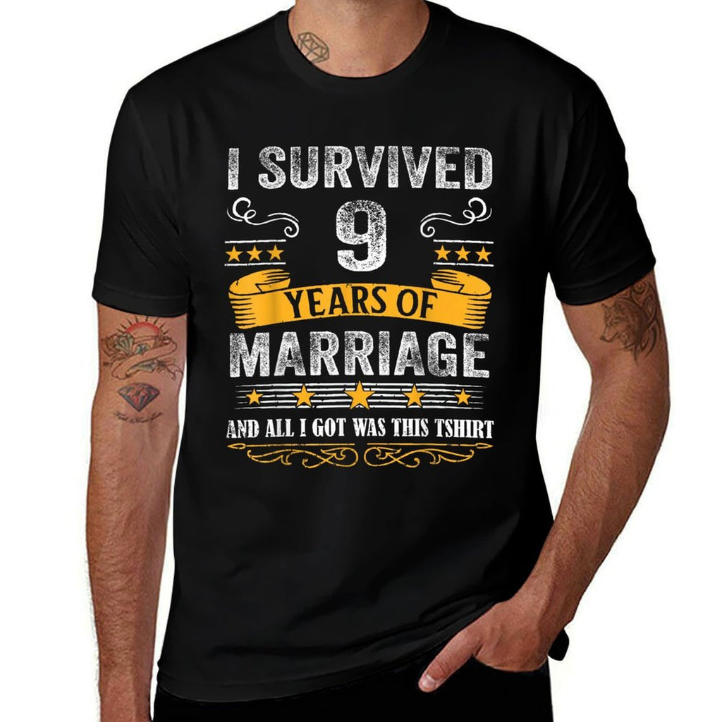 9th Wedding Anniversary Shirt Couples Husband Wife 9 Years  Lightweight T-Shirt