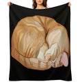 Sleeping Curled Orange Ginger Tabby Cat Eco-conscious Throw Blanket