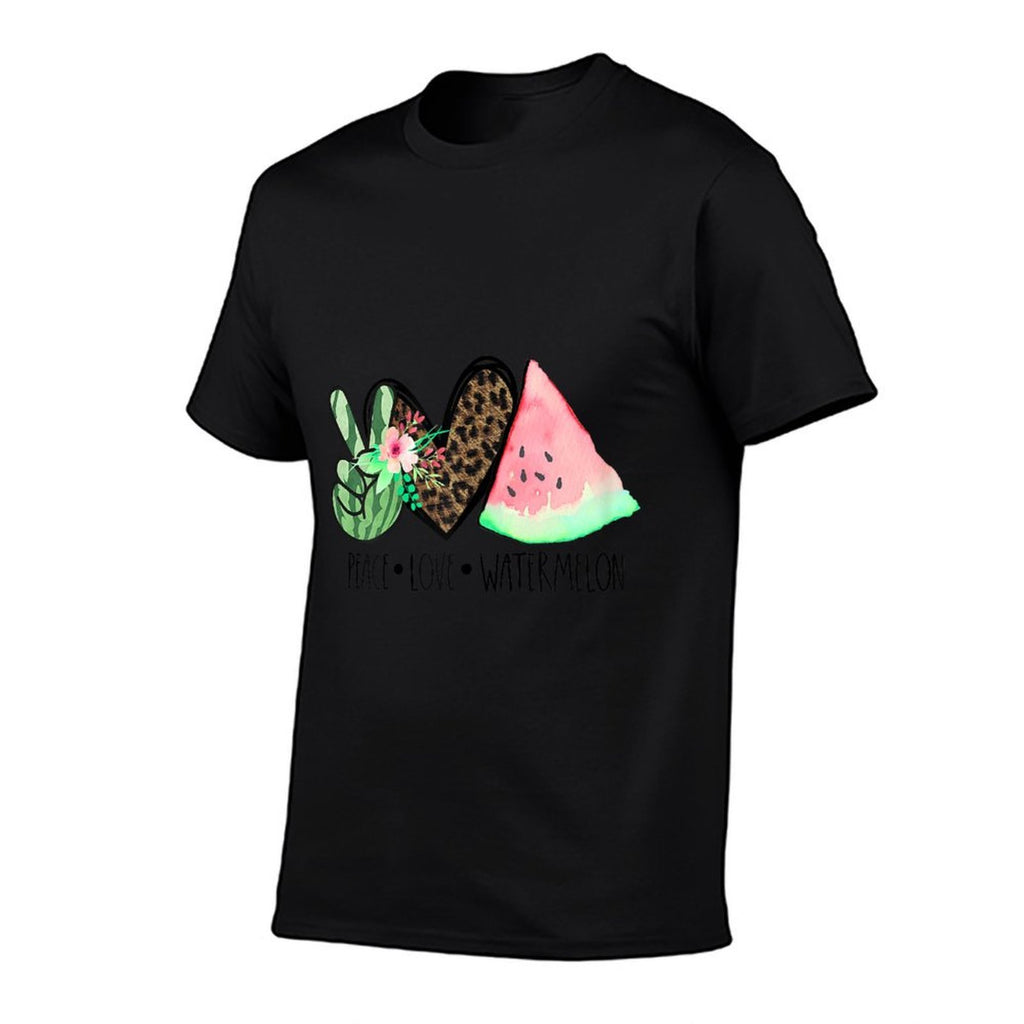 Peace Love Watermelon Summer for Womenn Girls  Cotton T-Shirt