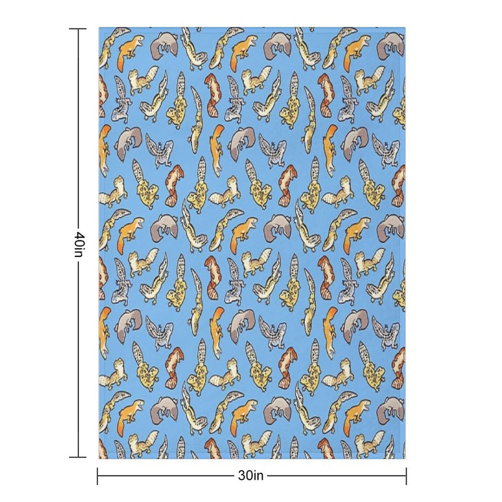 Chub Geckos in Blue Anti-pilling Throw Blanket