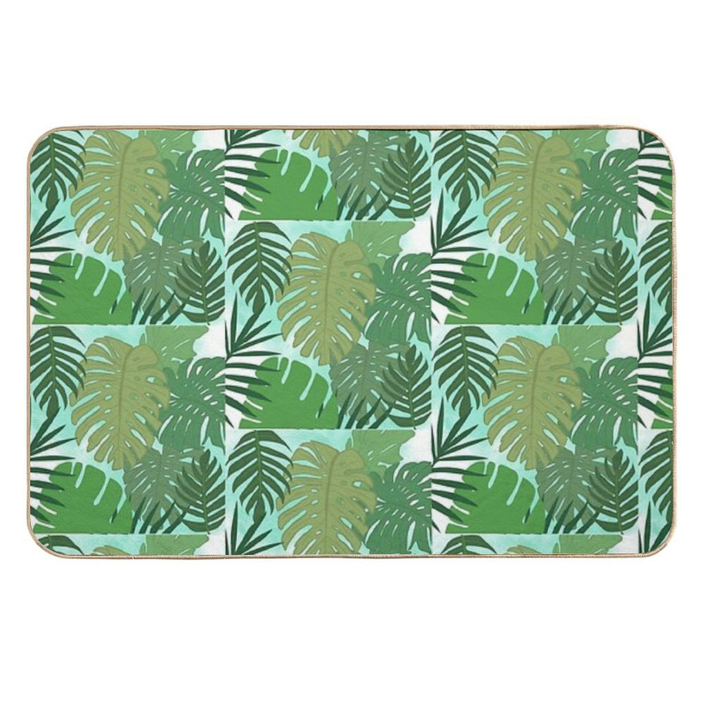 Fairy Tale Monstera Leaves in Shades of Green  Pet-Safe Bath Mat