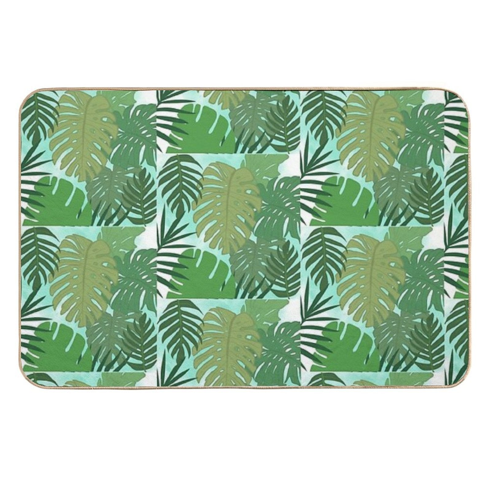 Fairy Tale Monstera Leaves in Shades of Green  Pet-Safe Bath Mat