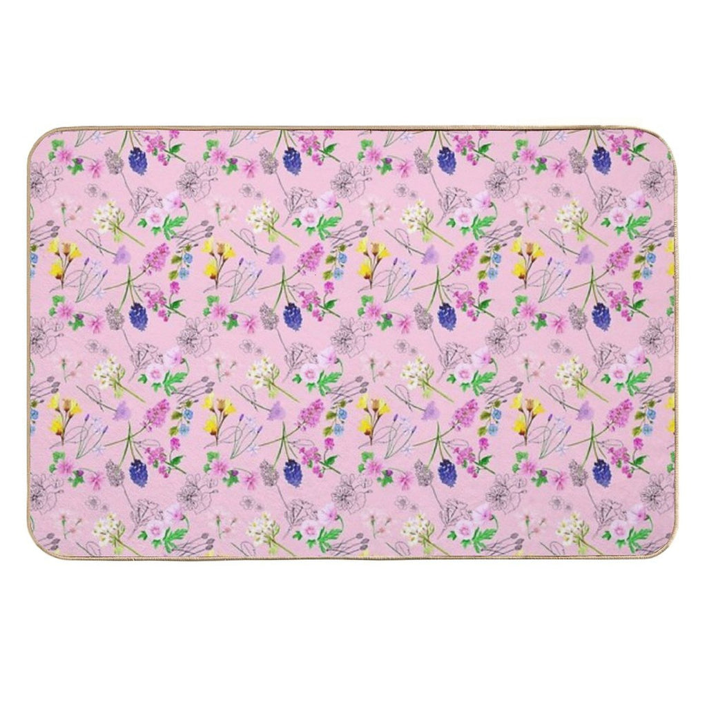 Wild Flower Pink  Stain-Proof Bath Mat