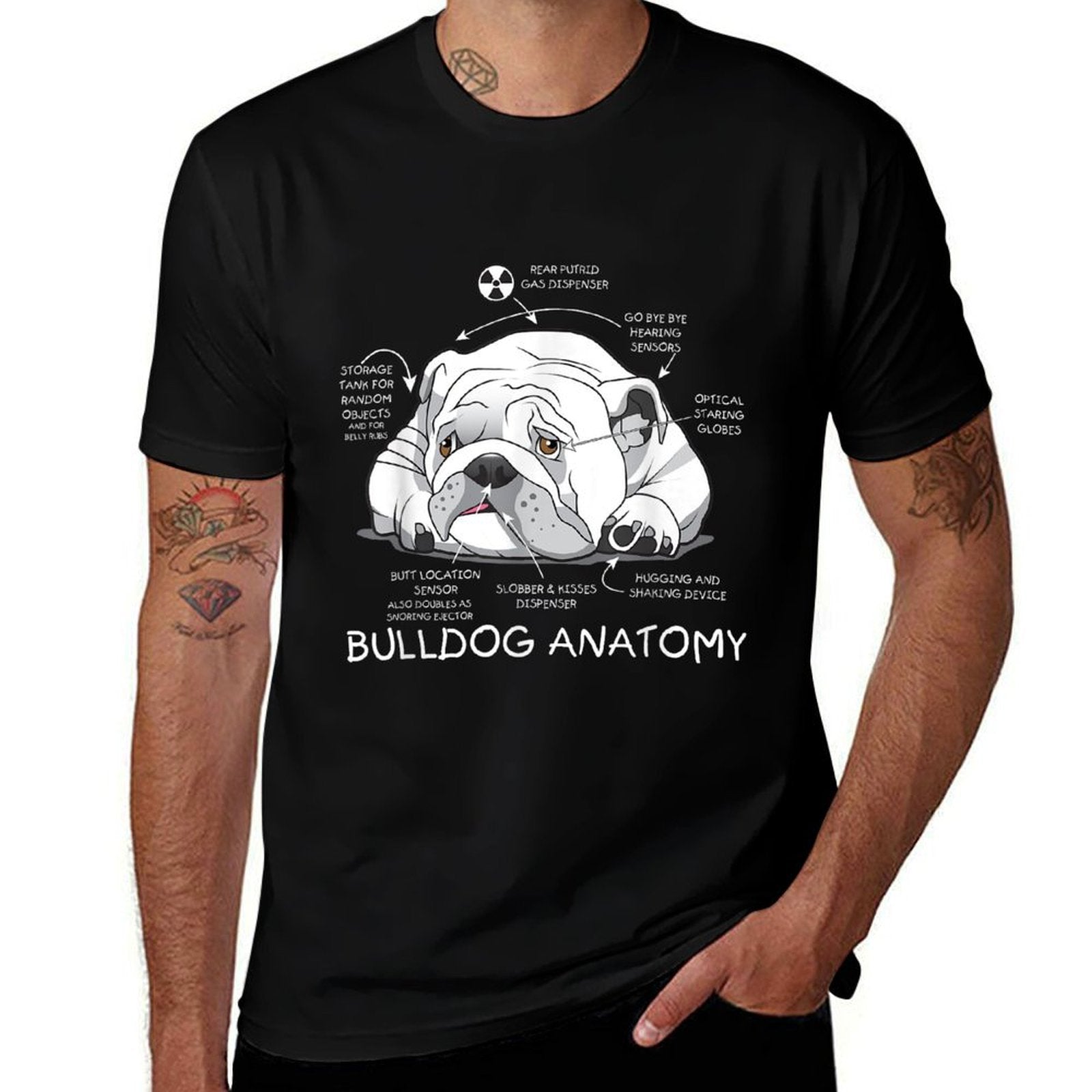 Funny Cute English Bulldog Anatomy Dog Biology Gift for Men Women  Tagless Design T-Shirt
