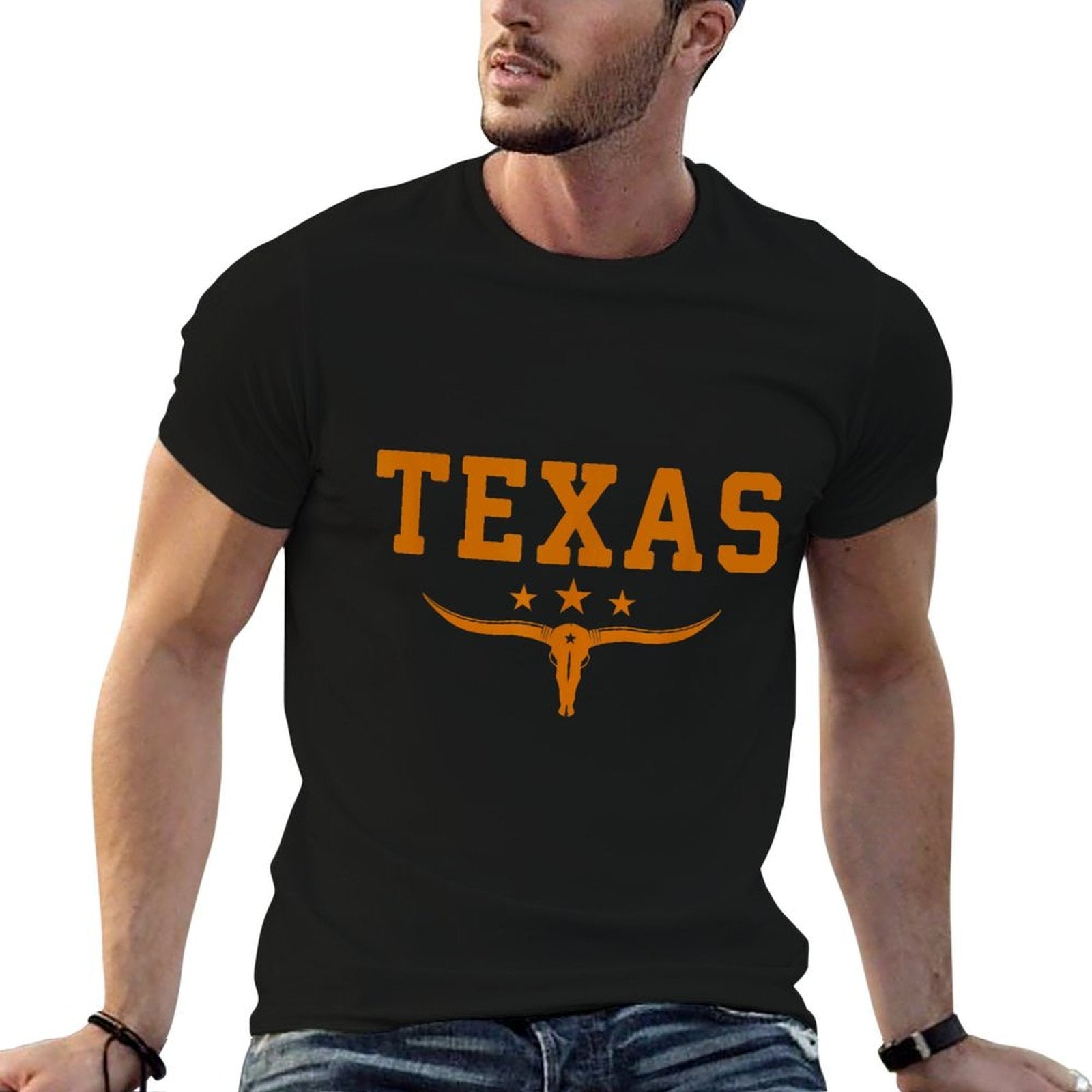 Distressed Texas Apparel  Trendy Pattern T-Shirt