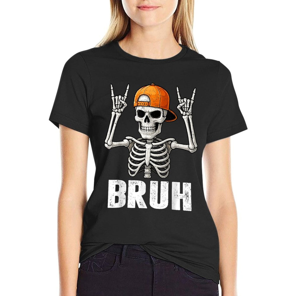 Skeleton Rock On Bruh Halloween For Mens Boys Kids Toddlers  Moisture-wicking T-Shirt