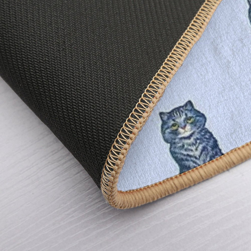 Cat in Blue by Artist Louis Wain  Non-Slip Bath Mat