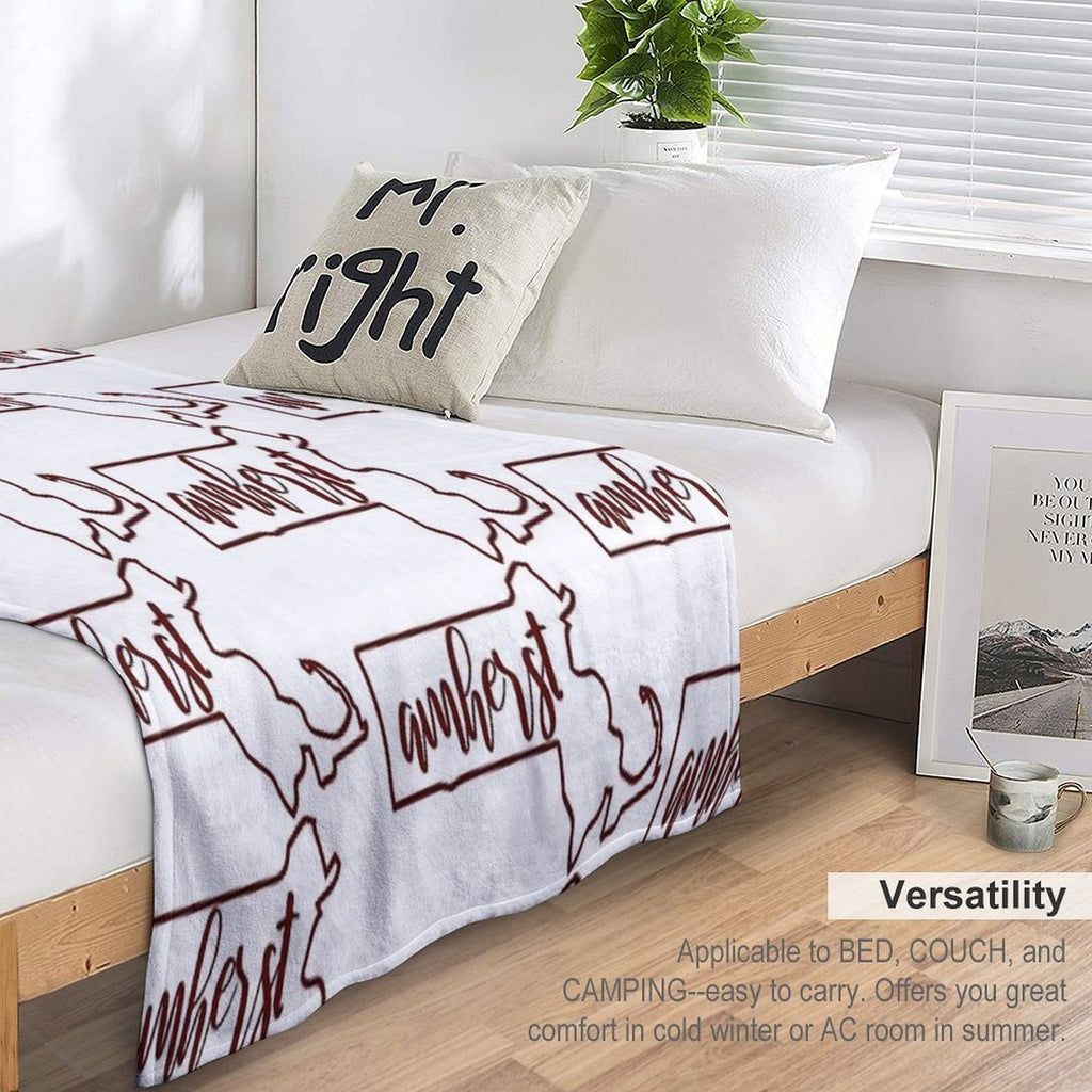 Amherst MA Outline All-season Throw Blanket