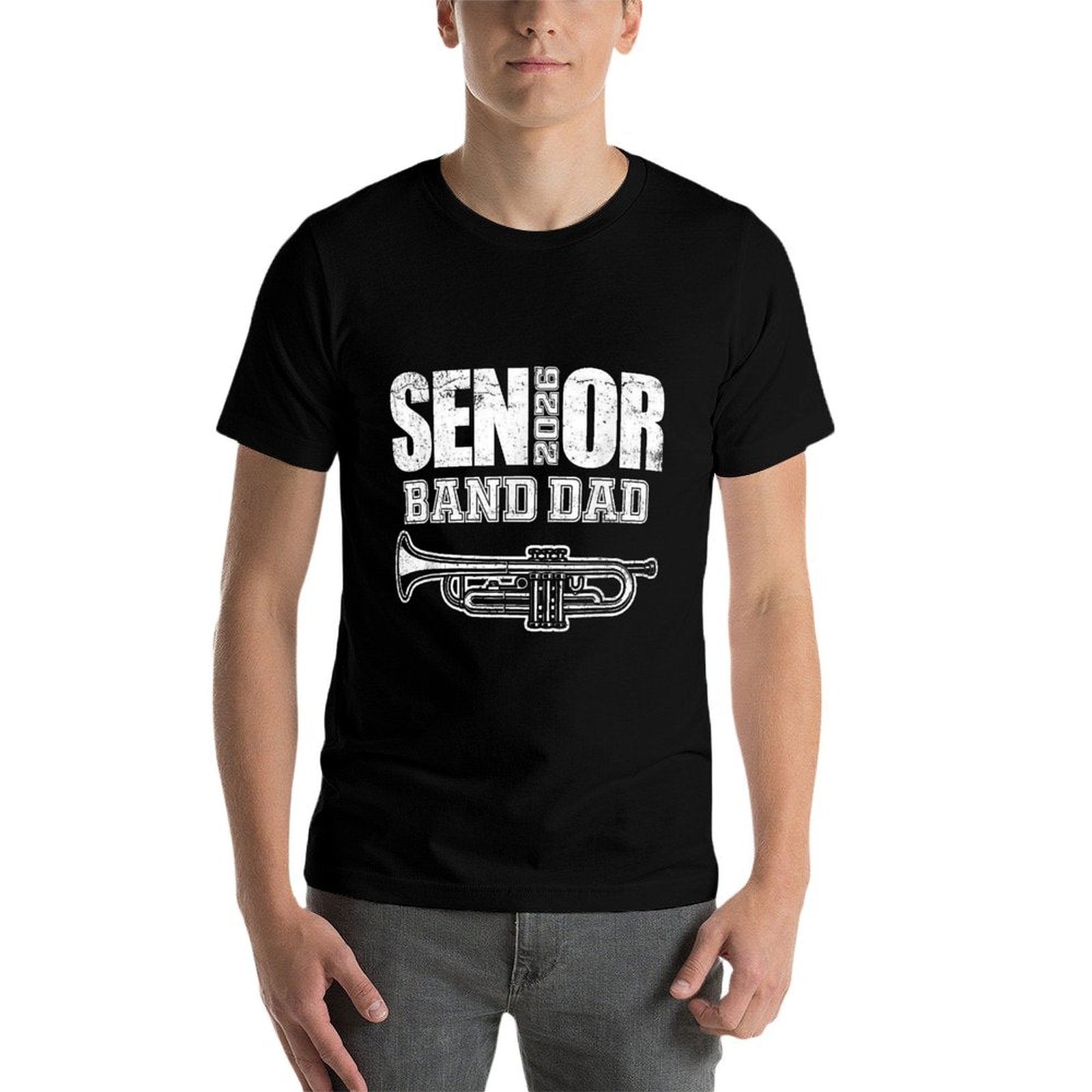 Senior Band Dad 2026 Marching Band Class of 2026 Trumpet  Slim-fit Cut T-Shirt