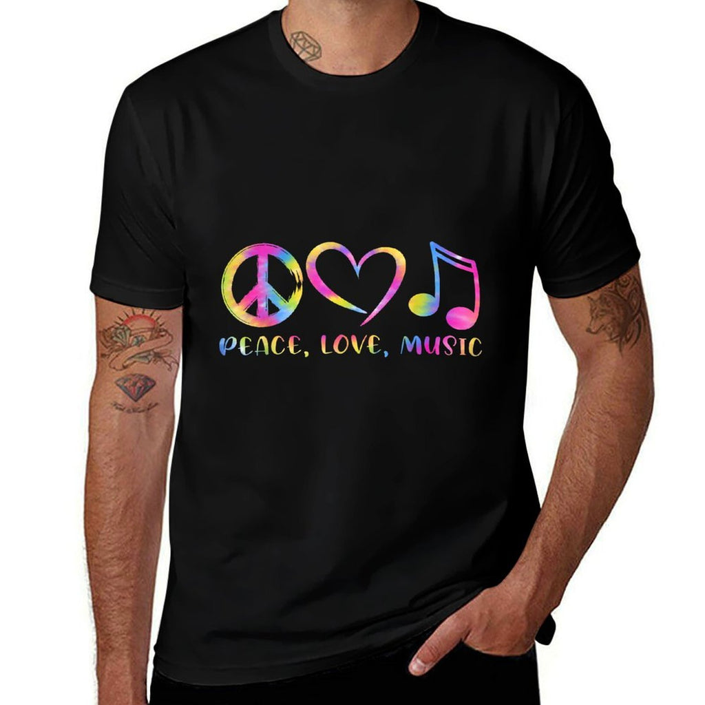 Cool Peace Love Music Tie Dye Men Women Kids  Trendy Pattern T-Shirt