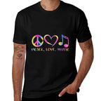 Cool Peace Love Music Tie Dye Men Women Kids  Trendy Pattern T-Shirt