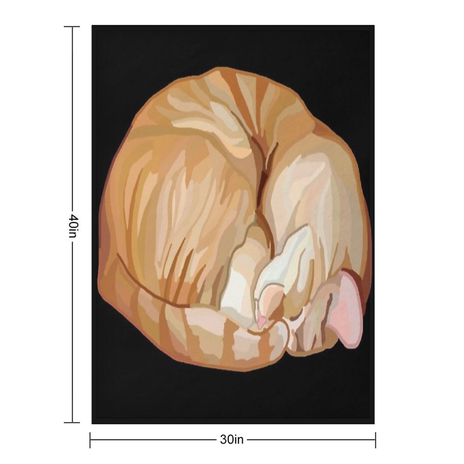 Sleeping Curled Orange Ginger Tabby Cat Eco-conscious Throw Blanket