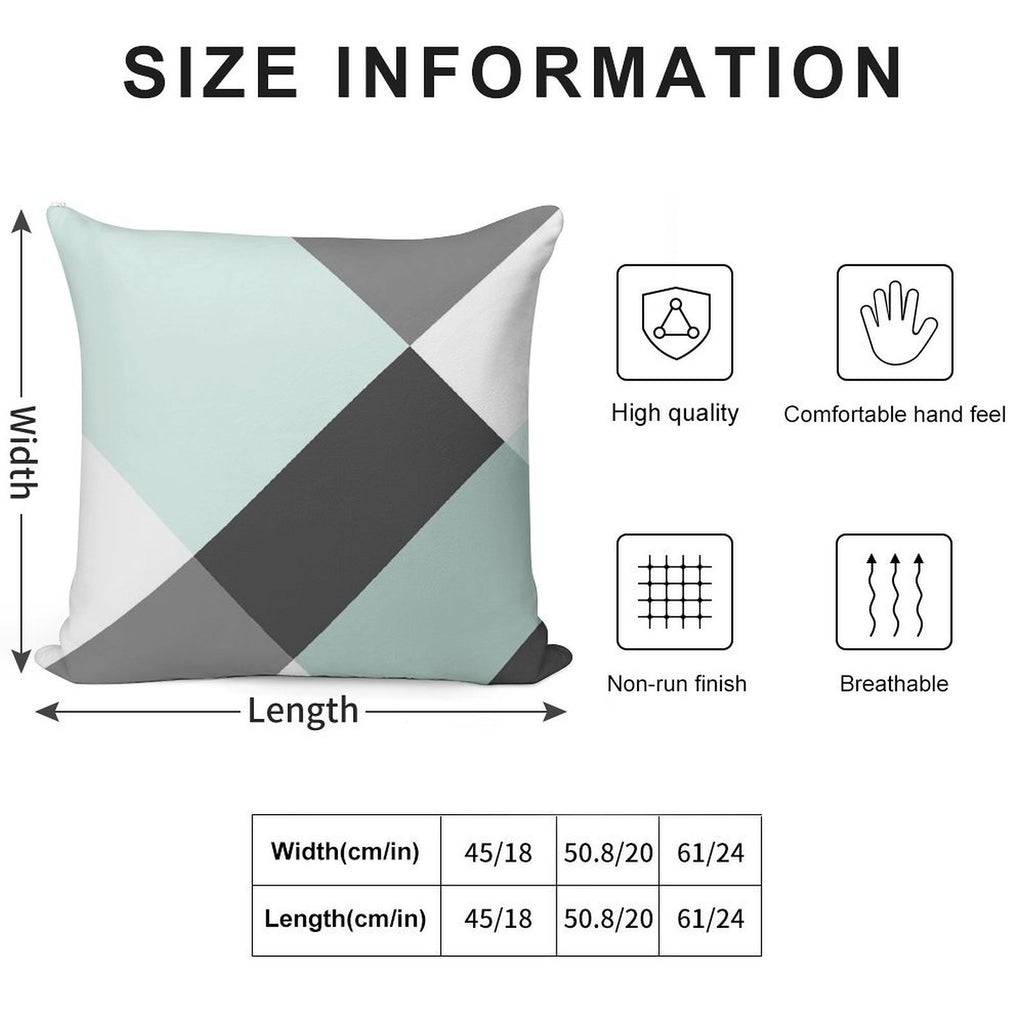 Duck Egg & Grey Patchwork Soft Shrink-Resistant Throw Pillow