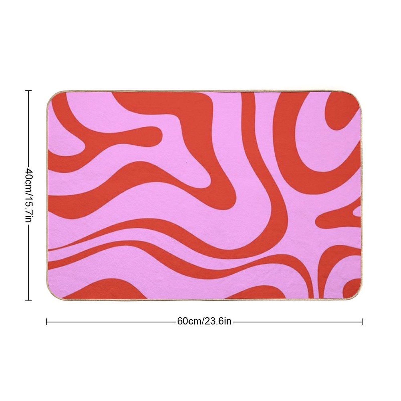 Modern Retro Liquid Swirl Abstract Pattern Square Red And Pink  Easy To Clean Bath Mat