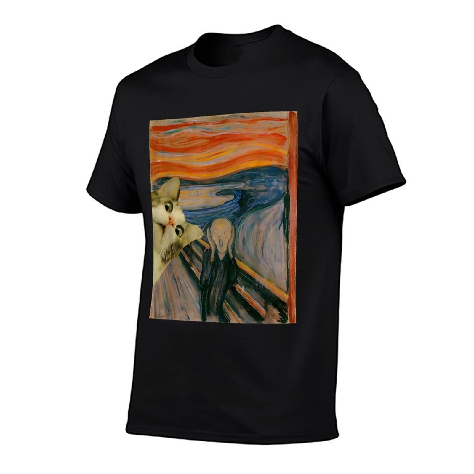 The Scream Cat By Munch Edvard Famous Painting Funny Cat Art  Cotton T-Shirt