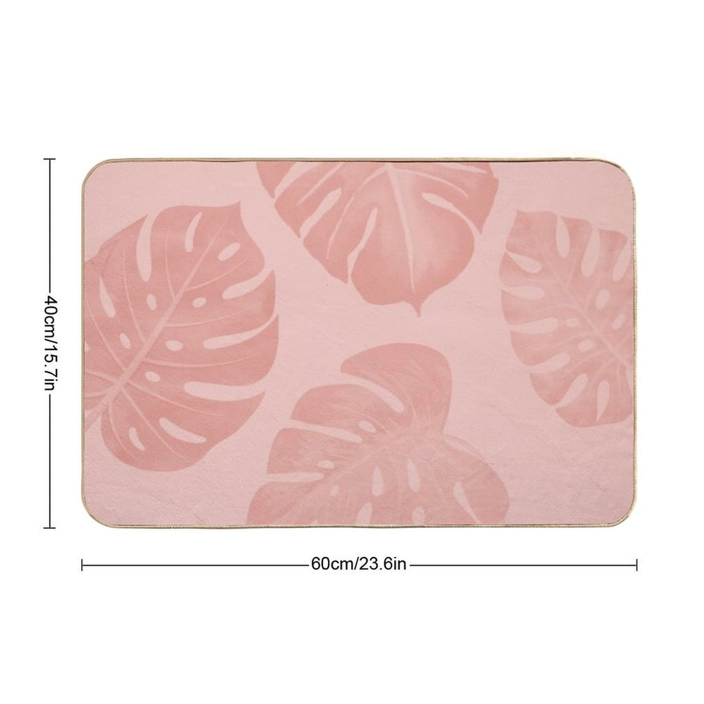 Coral Minimal Monstera  Versatile Bath Mat