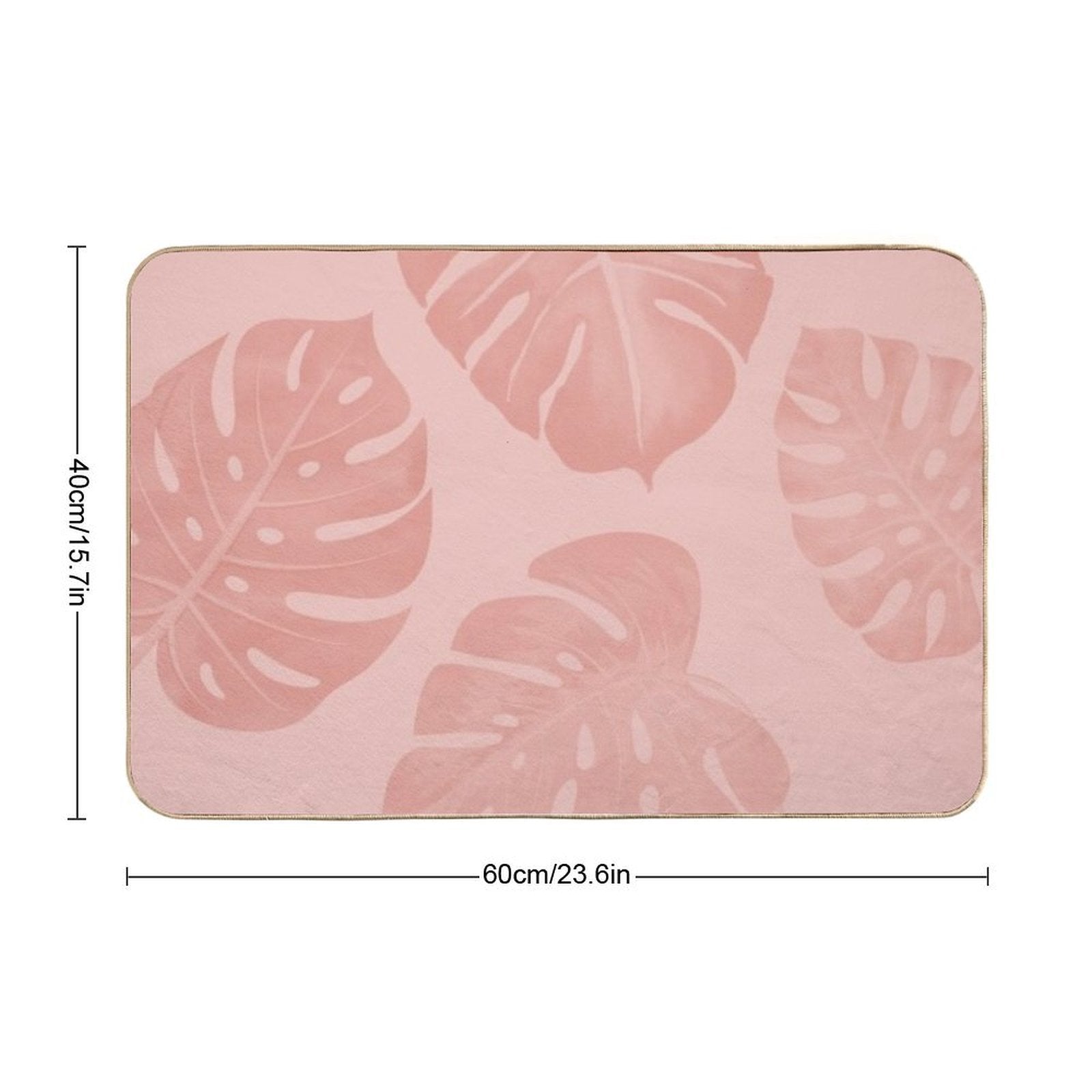 Coral Minimal Monstera  Versatile Bath Mat