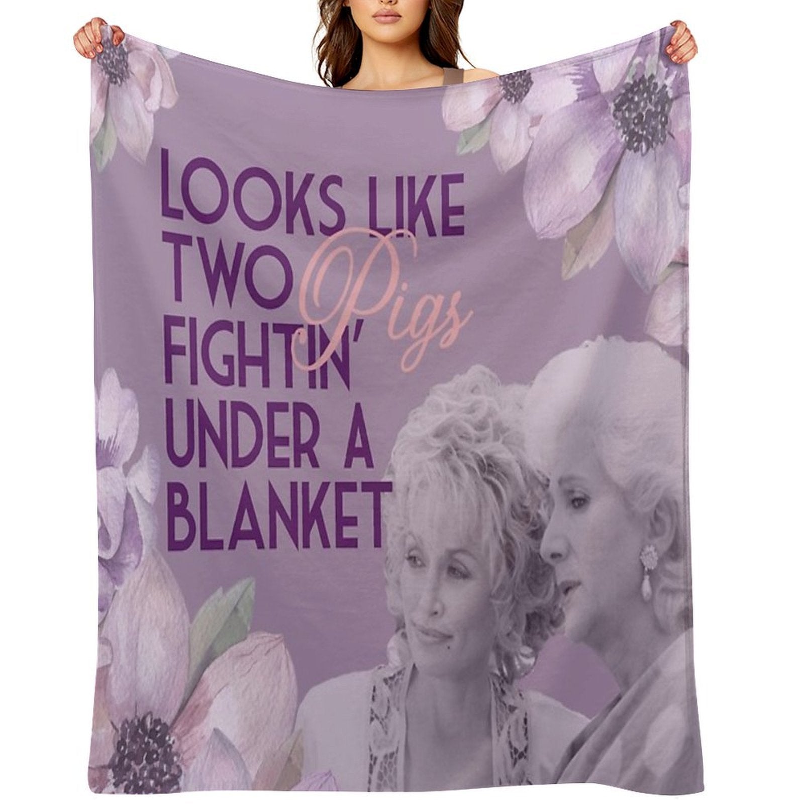 Steel Magnolias Clairee Two Pigs Fighting Under A Blanket Funny Movie Quote Lavender Version Multi-functional Throw Blanket