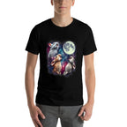 Three Rabbits Howling at Moon Funny Bunny Weird Cursed Meme  Summer-ready Fabric T-Shirt
