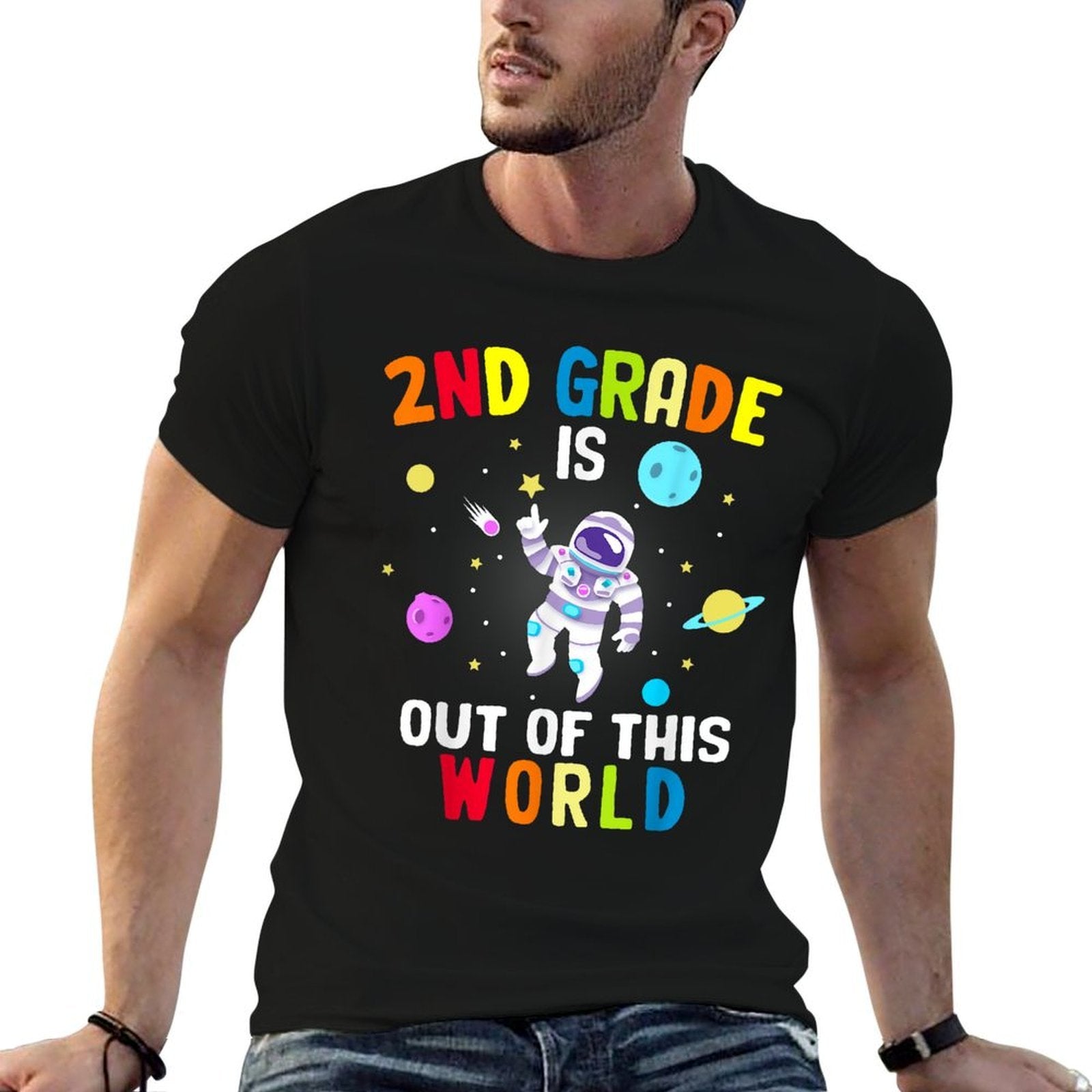 2nd Grade Is Out of This World Cool Astronaut Outer Space  Vintage-inspired T-Shirt