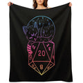 D20 CAT Rainbow Dnd Dice. Velvety-soft Throw Blanket