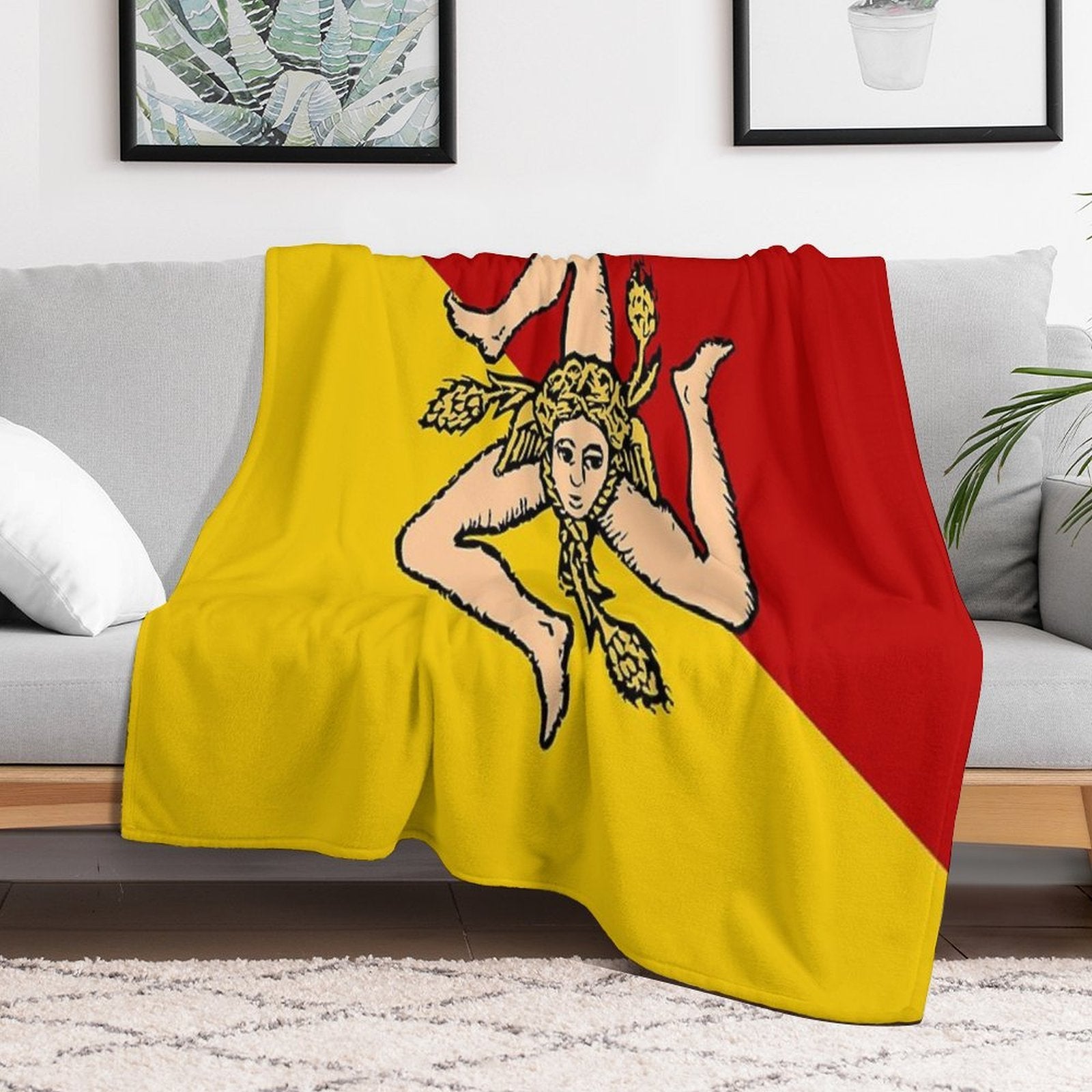Sicilian Flag of Sicily Quick-dry Throw Blanket