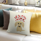 Longhaired Cream Dachshund with Hearts Soft Durable Construction Throw Pillow