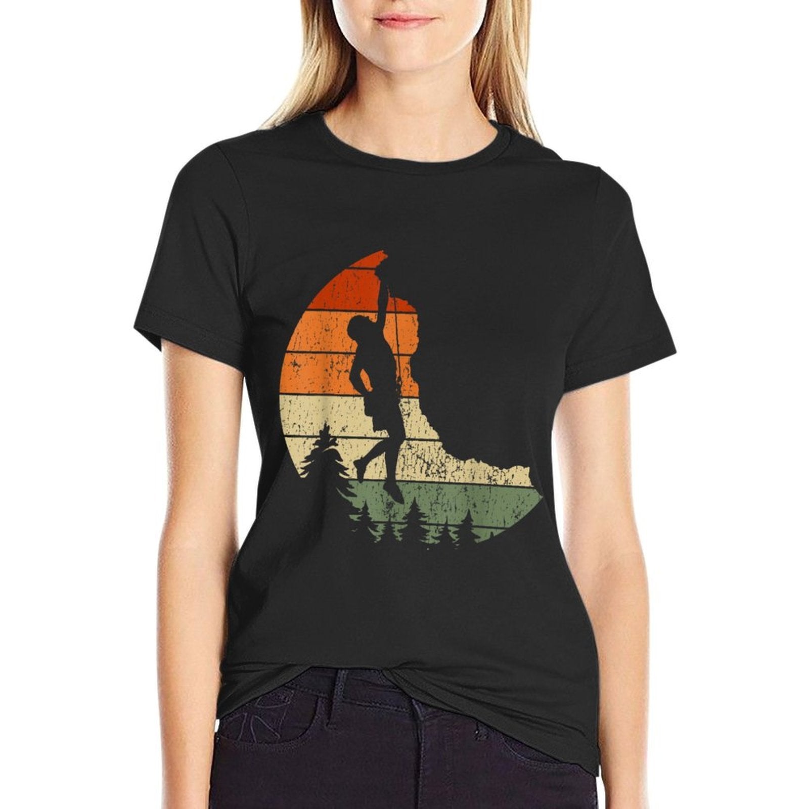 Retro Rock Climbing Vintage Climber  Oversized Silhouette T-Shirt