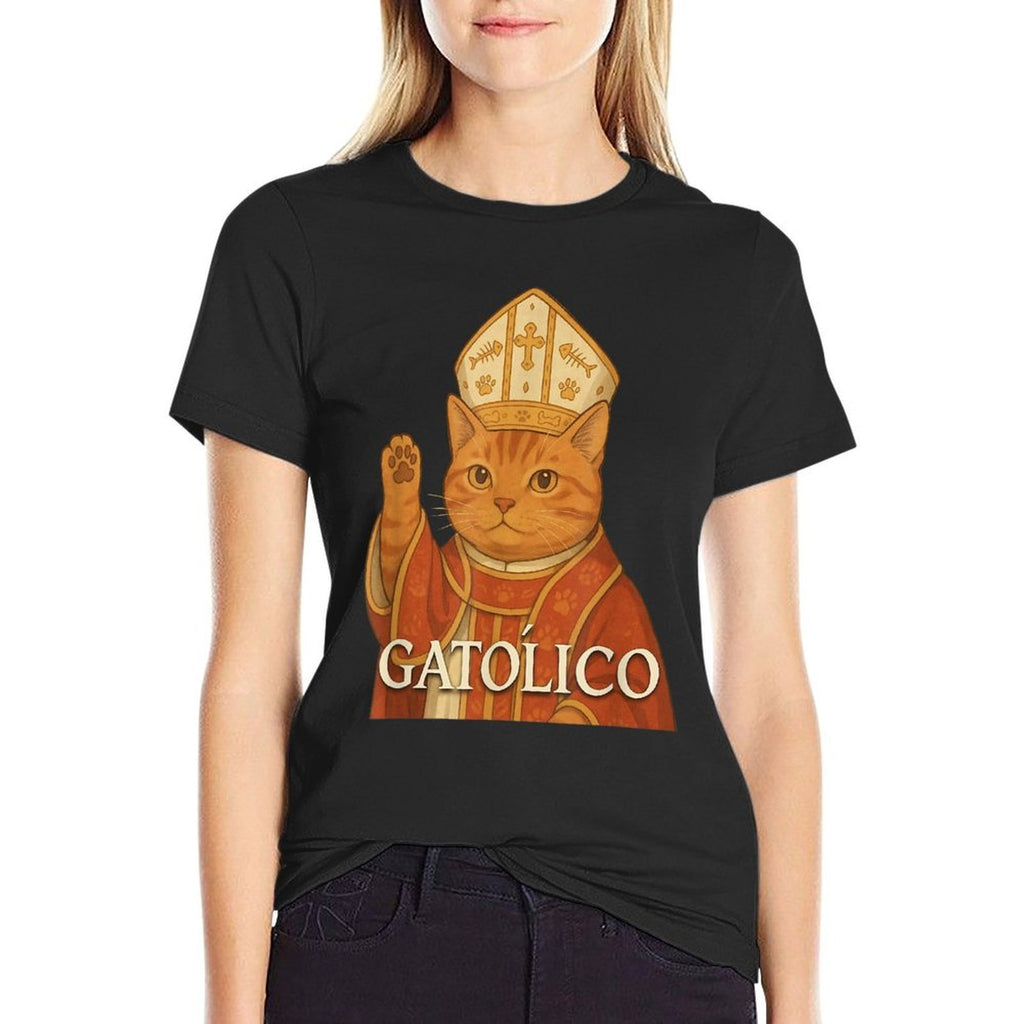 Catholic Cat GATÓLICO Funny Pet Graphic  Odor-resistant T-Shirt