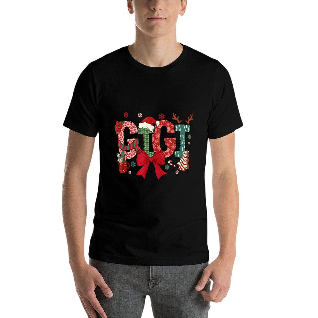 Christmas Bow Gigi Claus Reindeer Xmas Tree Cake Comfortable T-Shirt