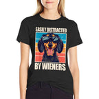 Easily Distracted By Wieners Dachshund  Polyester Blend T-Shirt