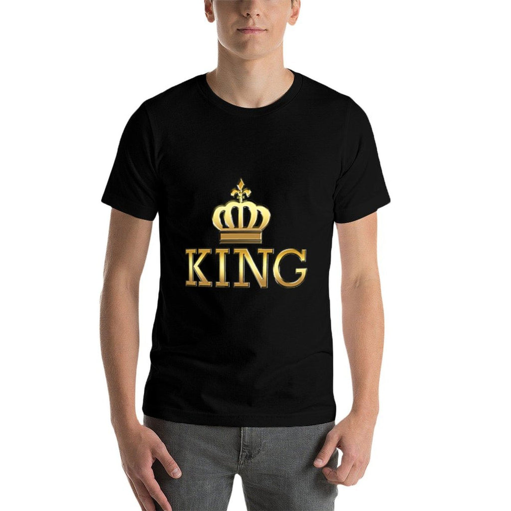 King with Crown Cool Funny Graphic Design for Him Men Boy  Wrinkle-resistant T-Shirt