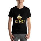 King with Crown Cool Funny Graphic Design for Him Men Boy  Wrinkle-resistant T-Shirt