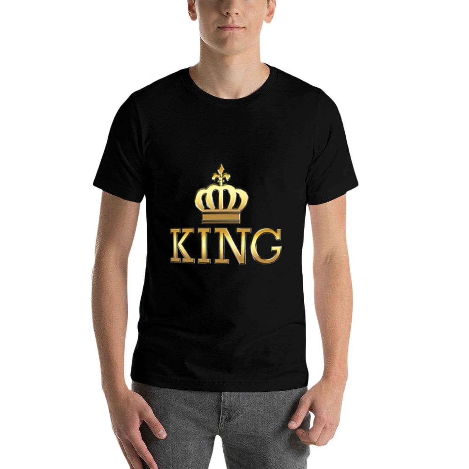 King with Crown Cool Funny Graphic Design for Him Men Boy  Wrinkle-resistant T-Shirt