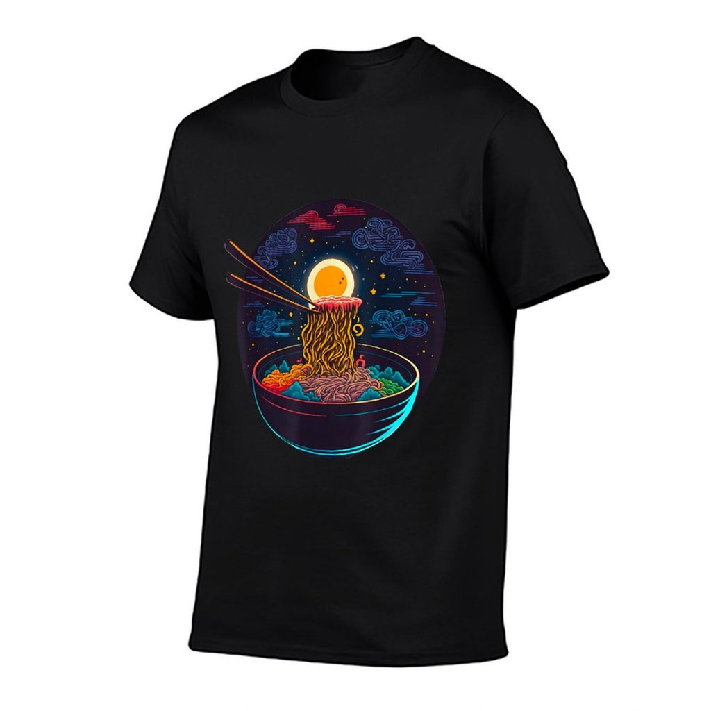 Japanese Moon Ramen Night Graphic Retro Anime Noodles Art  Affordable Price T-Shirt