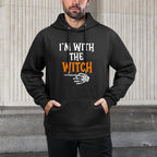 Im With The Witch Funny Couples Costume For Halloween Moisture-Wicking Hoodie